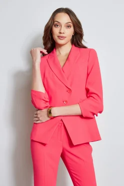 Elie Tahari Jackets & Blazers-3 Button Ruched Sleeve Blazer WILDSTRAWBERRY