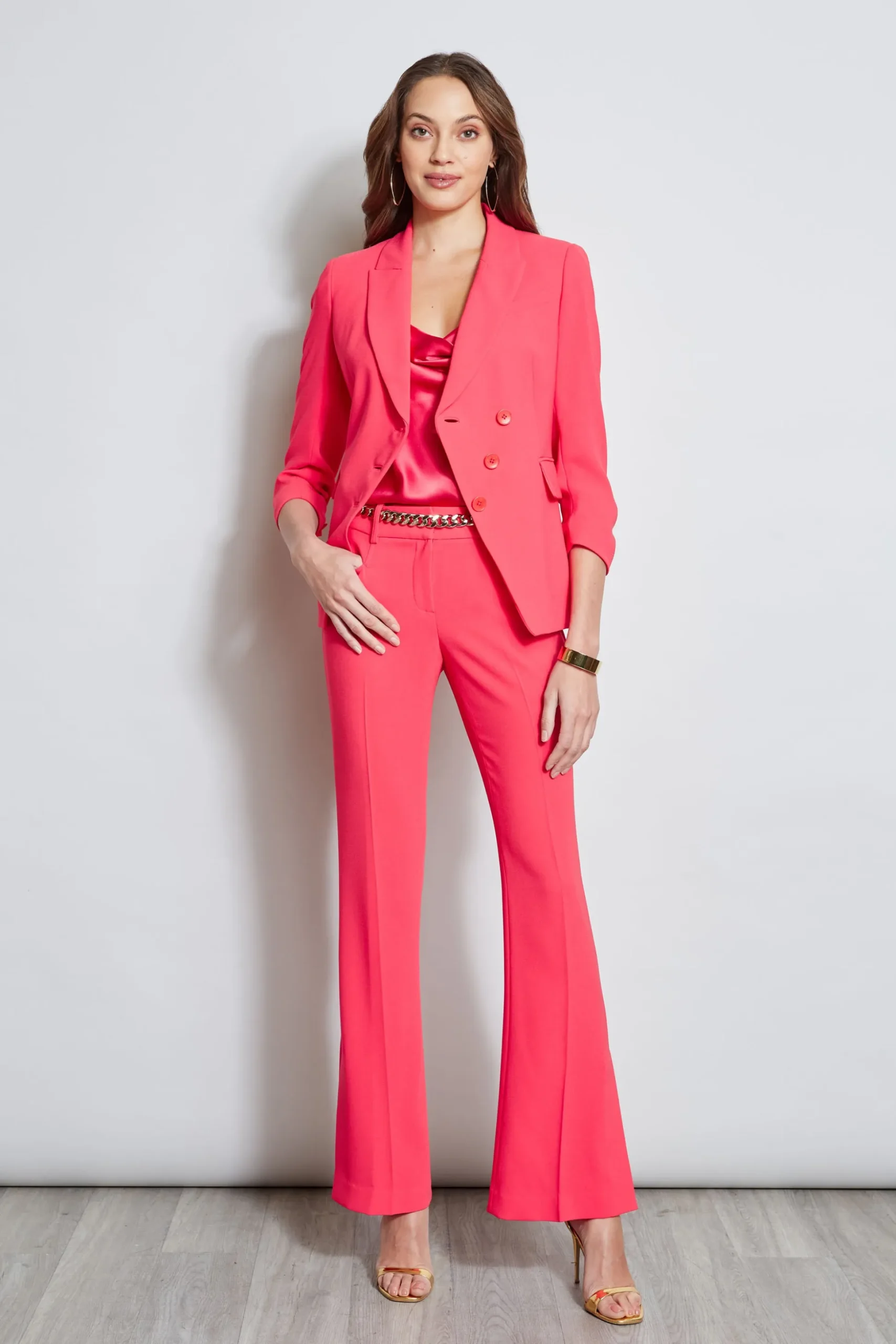 Elie Tahari Jackets & Blazers-3 Button Ruched Sleeve Blazer WILDSTRAWBERRY