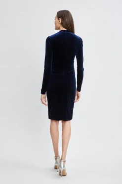 Elie Tahari Dresses & Jumpsuits|Suiting-Asymmetric Ruched Velvet Dress MIDNIGHT