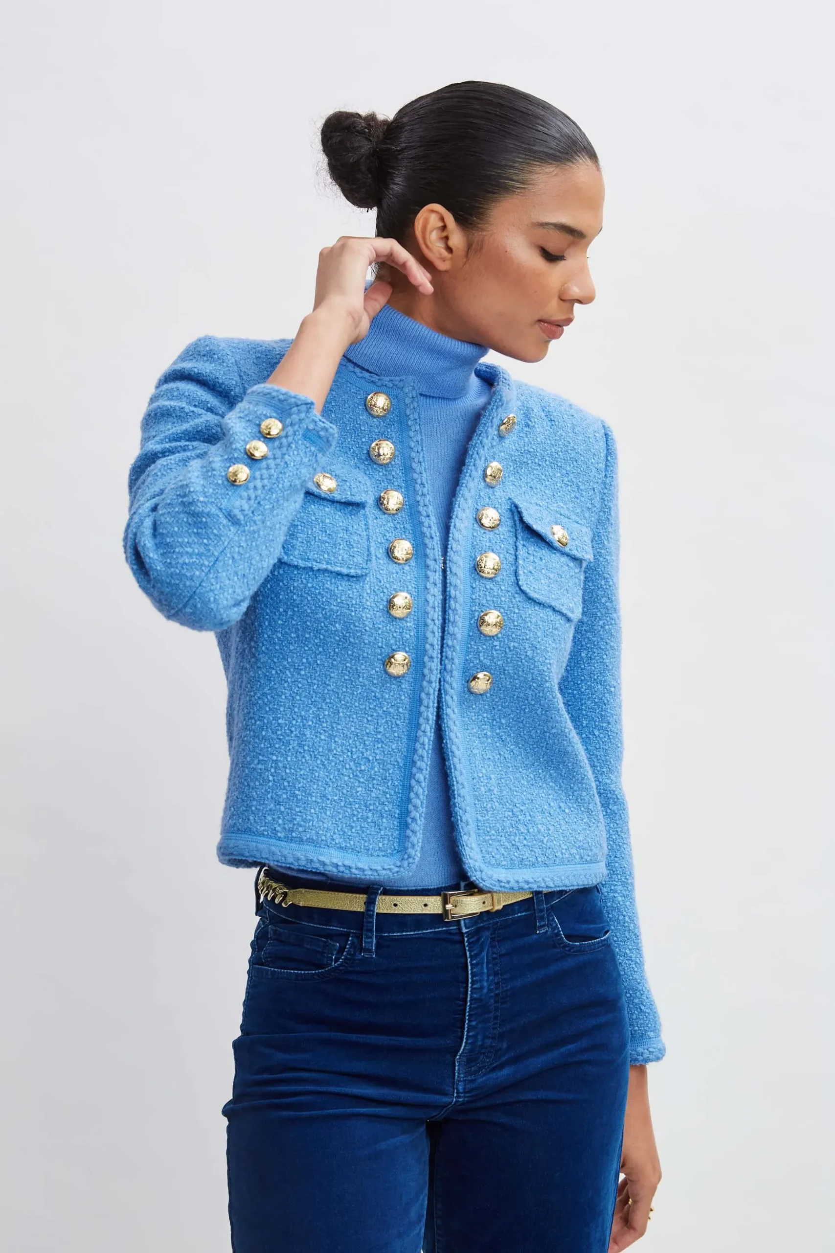 Elie Tahari Jackets & Blazers-Boucle Button Jacket CLOUDBLUE