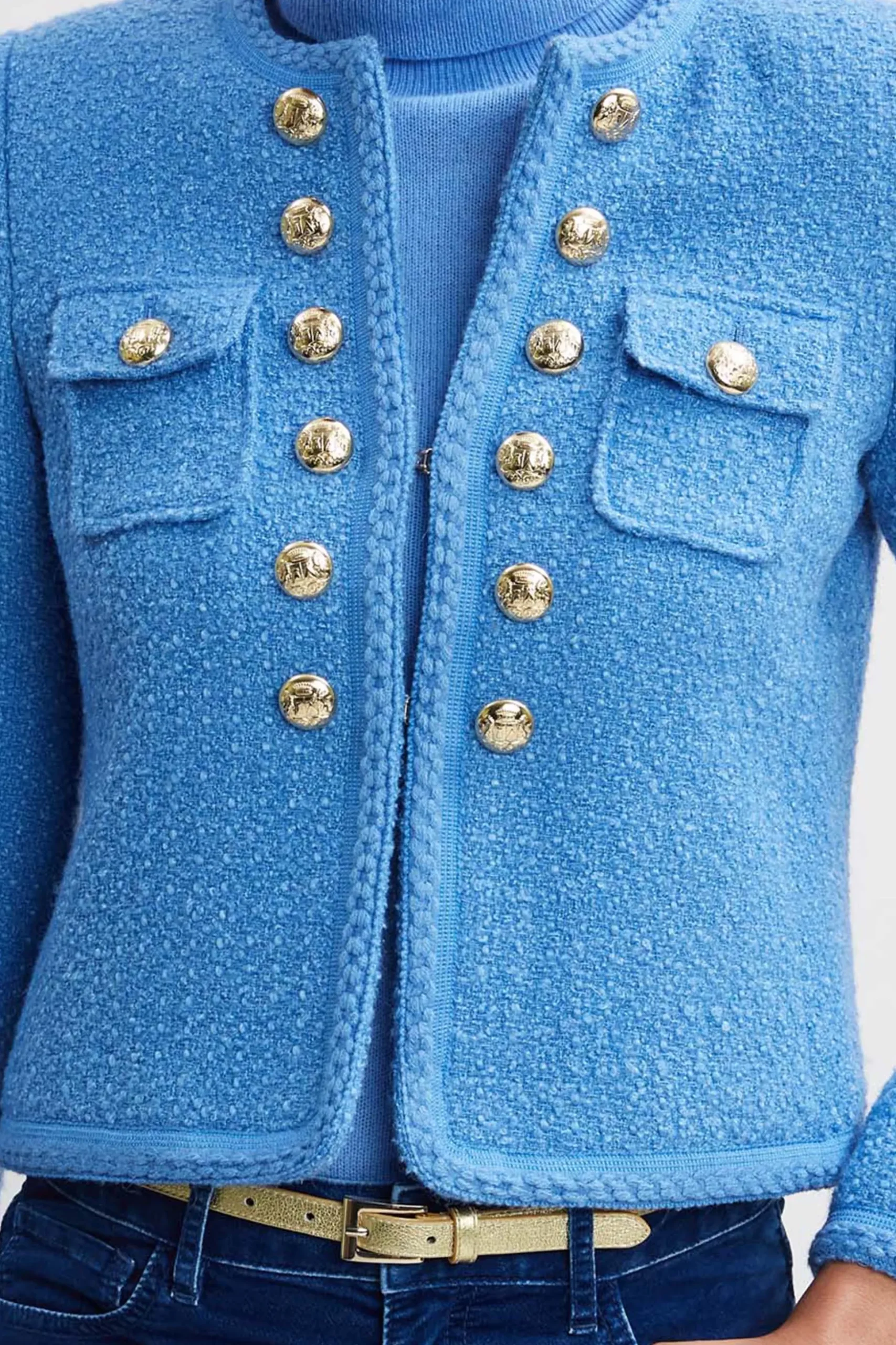 Elie Tahari Jackets & Blazers-Boucle Button Jacket CLOUDBLUE