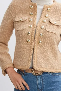 Elie Tahari Jackets & Blazers-Boucle Button Jacket TOFFEE