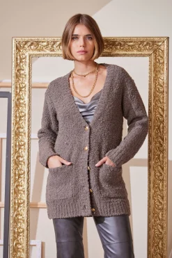 Elie Tahari Tops & Sweaters-Boucle Merino Cardigan PORCINI