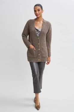 Elie Tahari Tops & Sweaters-Boucle Merino Cardigan PORCINI