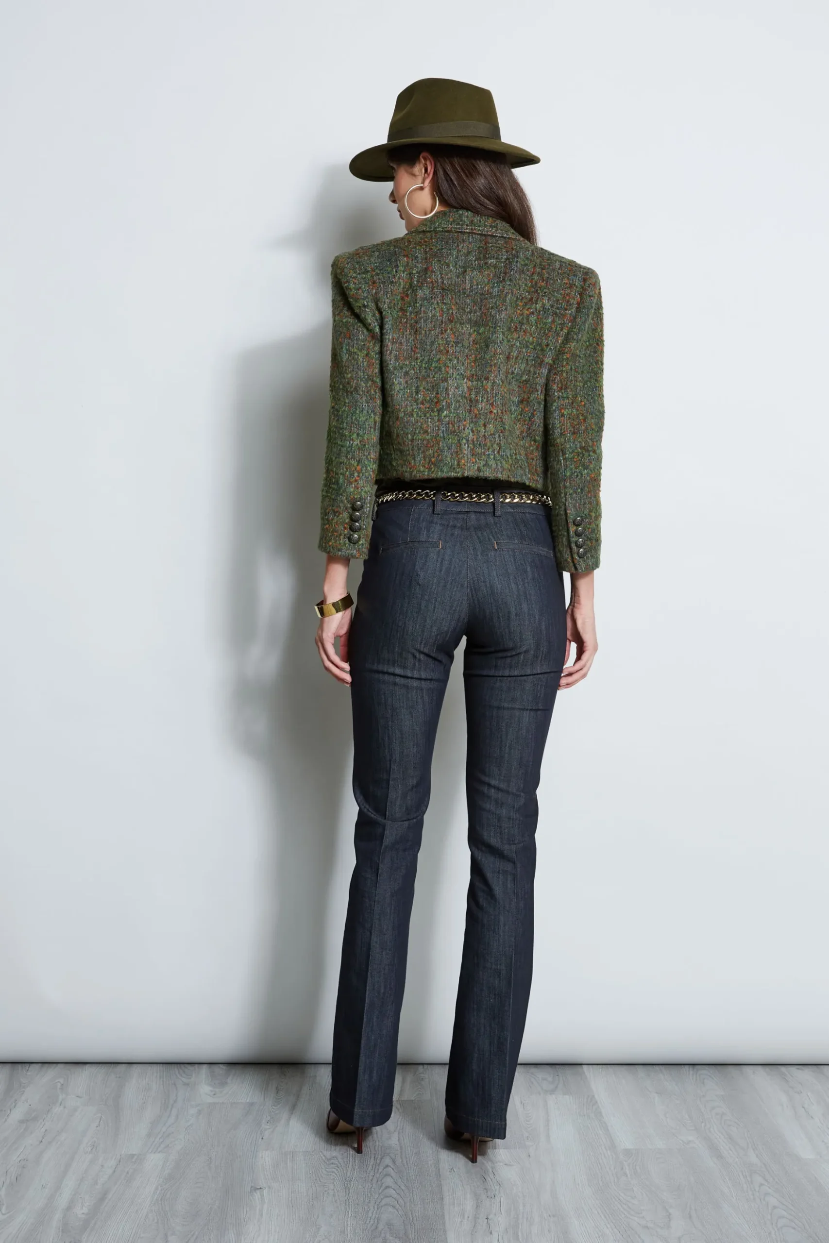 Elie Tahari Jackets & Blazers-Boucle Tweed Cropped Jacket OLIVEMULTI