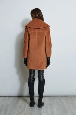 Elie Tahari Coats-Brushed Double Breasted Coat CARAMEL