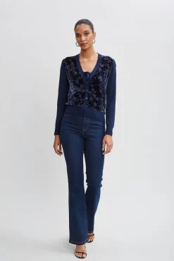 Elie Tahari Tops & Sweaters-Burnout Velvet Cardigan GALAXYNAVY