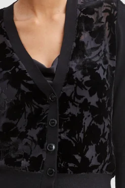Elie Tahari Tops & Sweaters-Burnout Velvet Cardigan BLACK