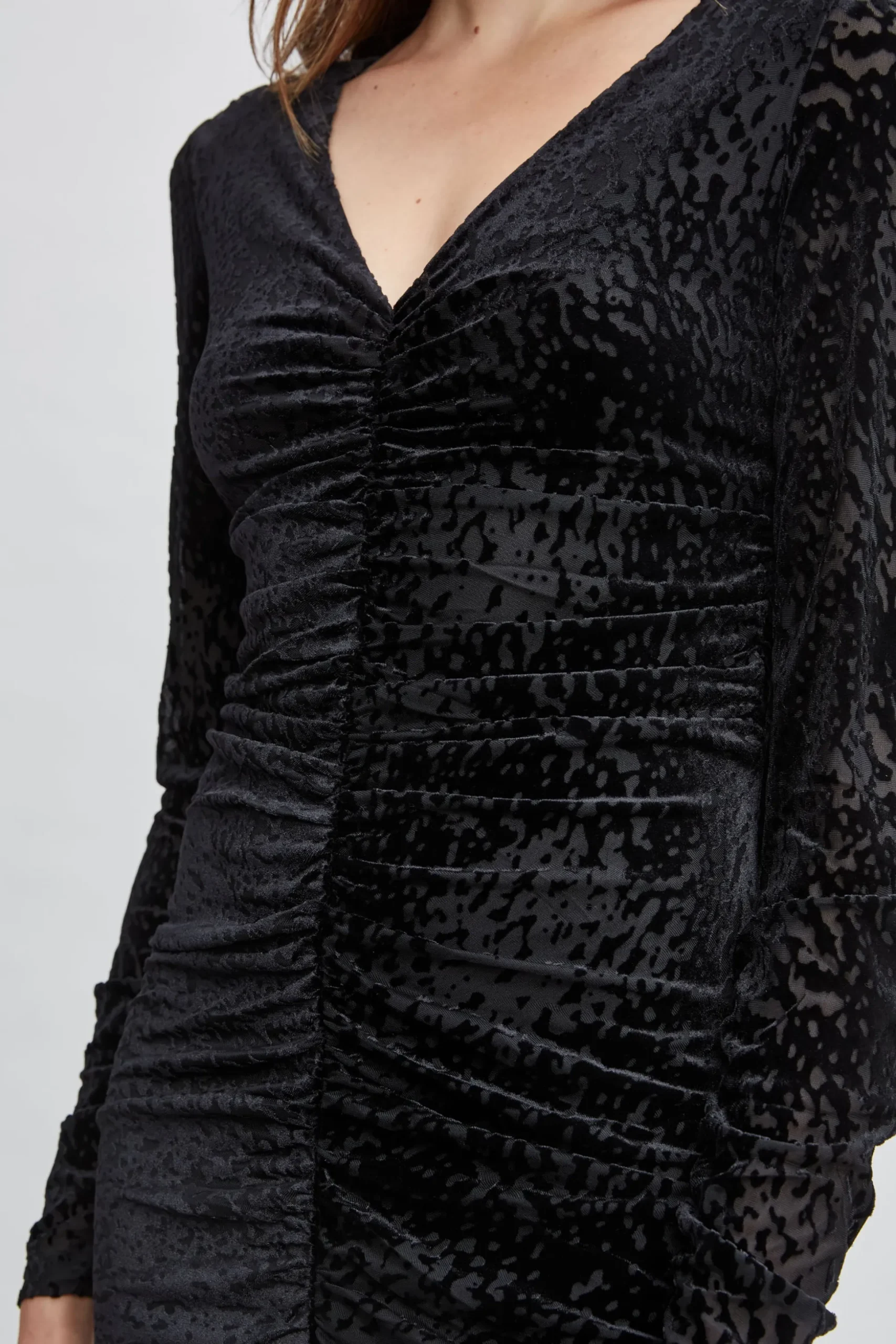 Elie Tahari Dresses & Jumpsuits-Burnout Velvet Ruched Dress BLACK