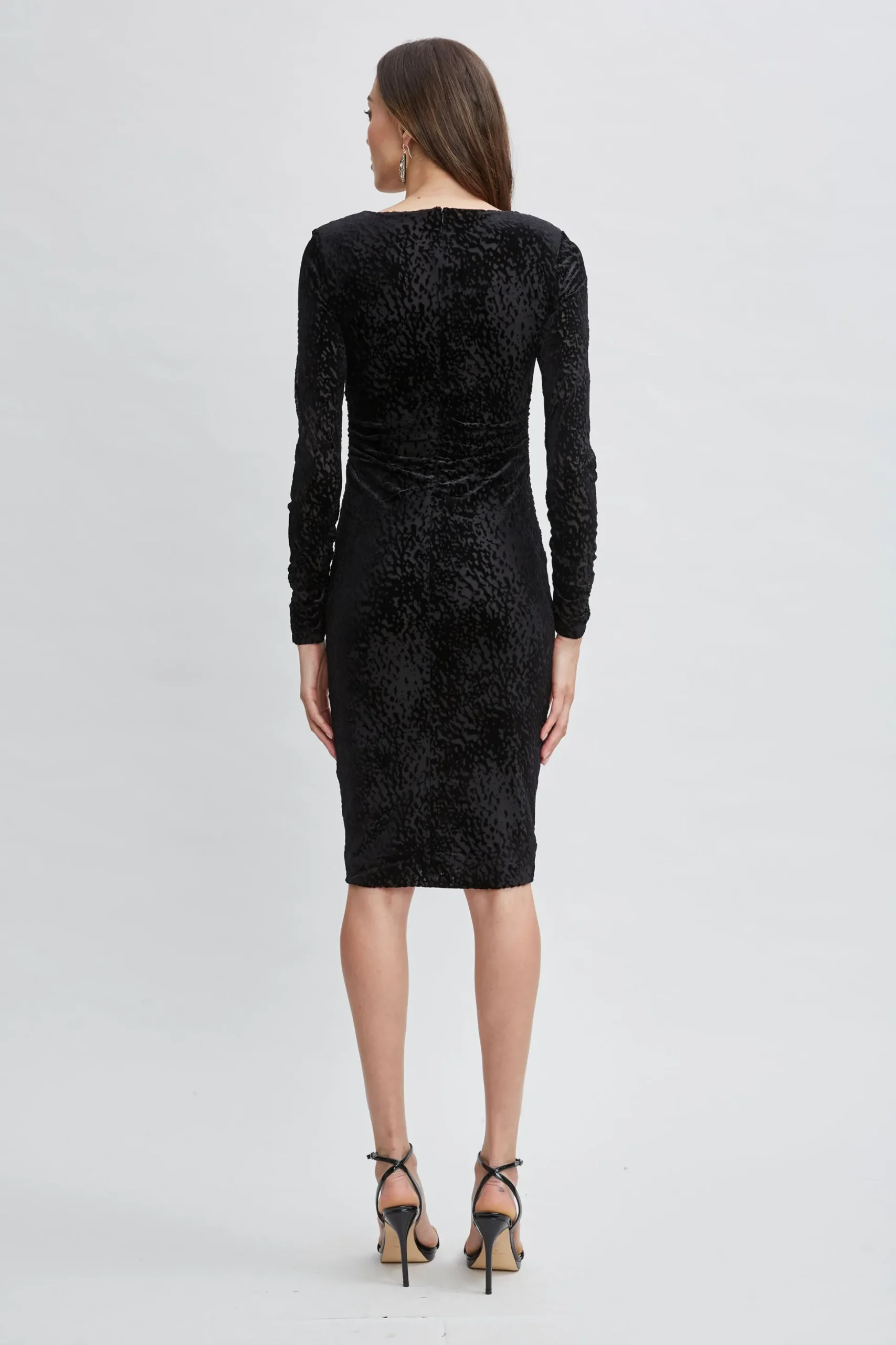 Elie Tahari Dresses & Jumpsuits-Burnout Velvet Ruched Dress BLACK