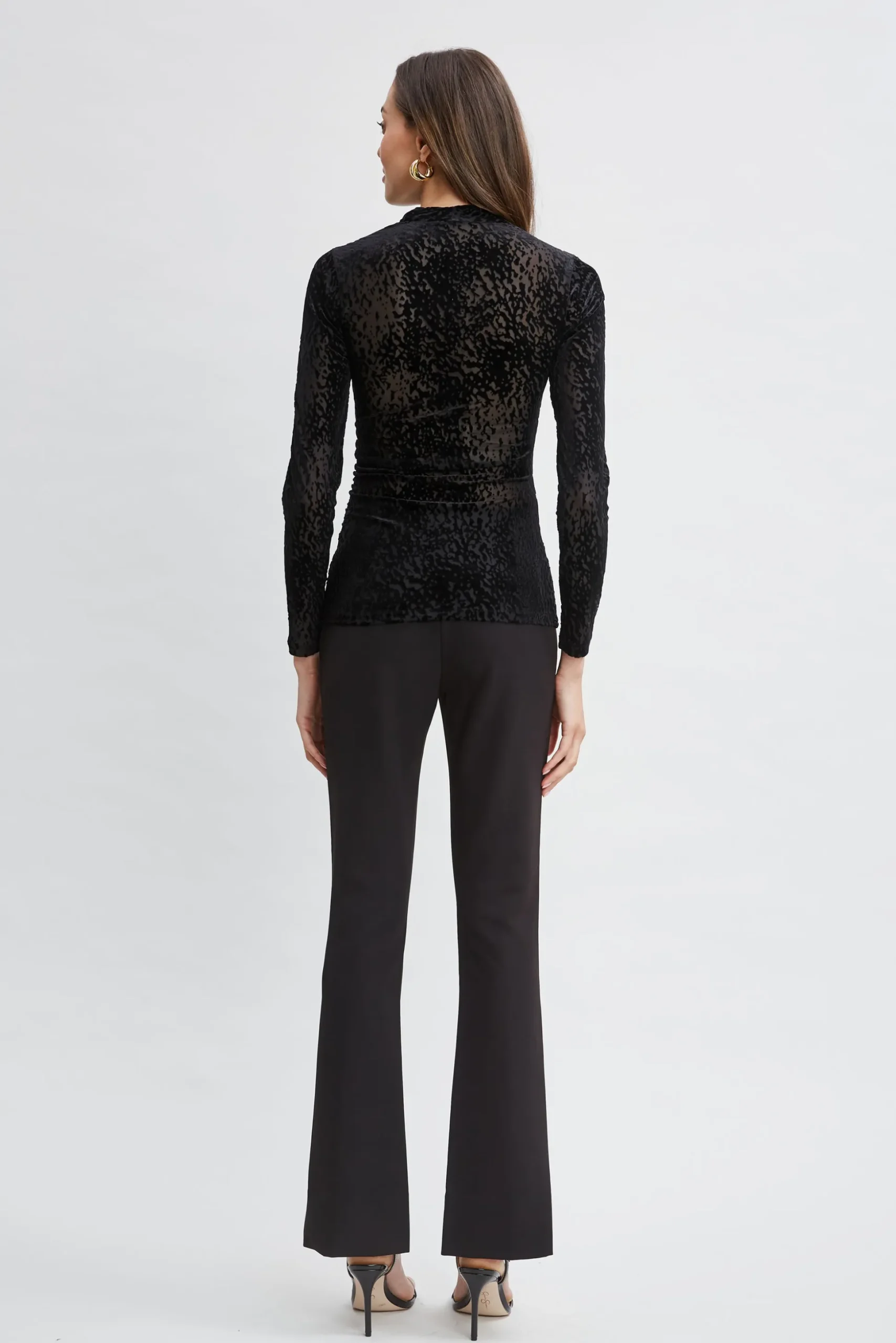 Elie Tahari Tops & Sweaters-Burnout Velvet Ruched Knit BLACK