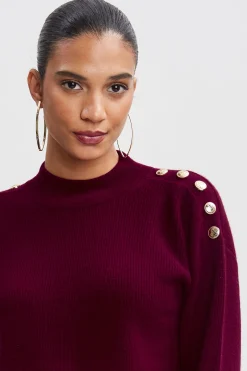 Elie Tahari Tops & Sweaters-Cashmere Button Sweater CRANBERRY