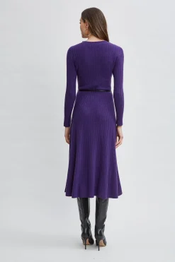 Elie Tahari Dresses & Jumpsuits-Cashmere Long Sleeve Belted Dress HORIZONPURPLE