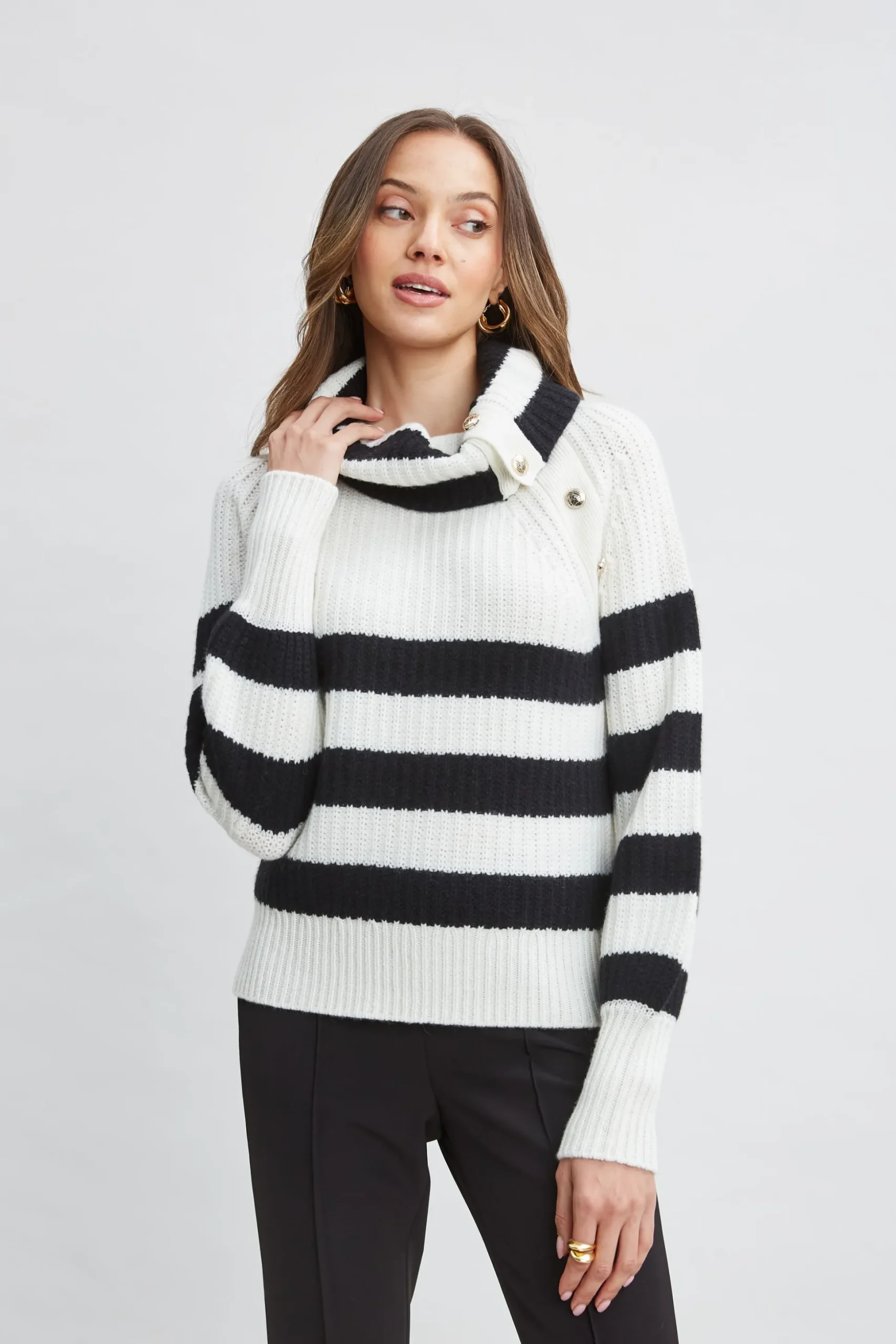Elie Tahari Tops & Sweaters-Cashmere Stripe Sweater SKYWHITE/NOIR