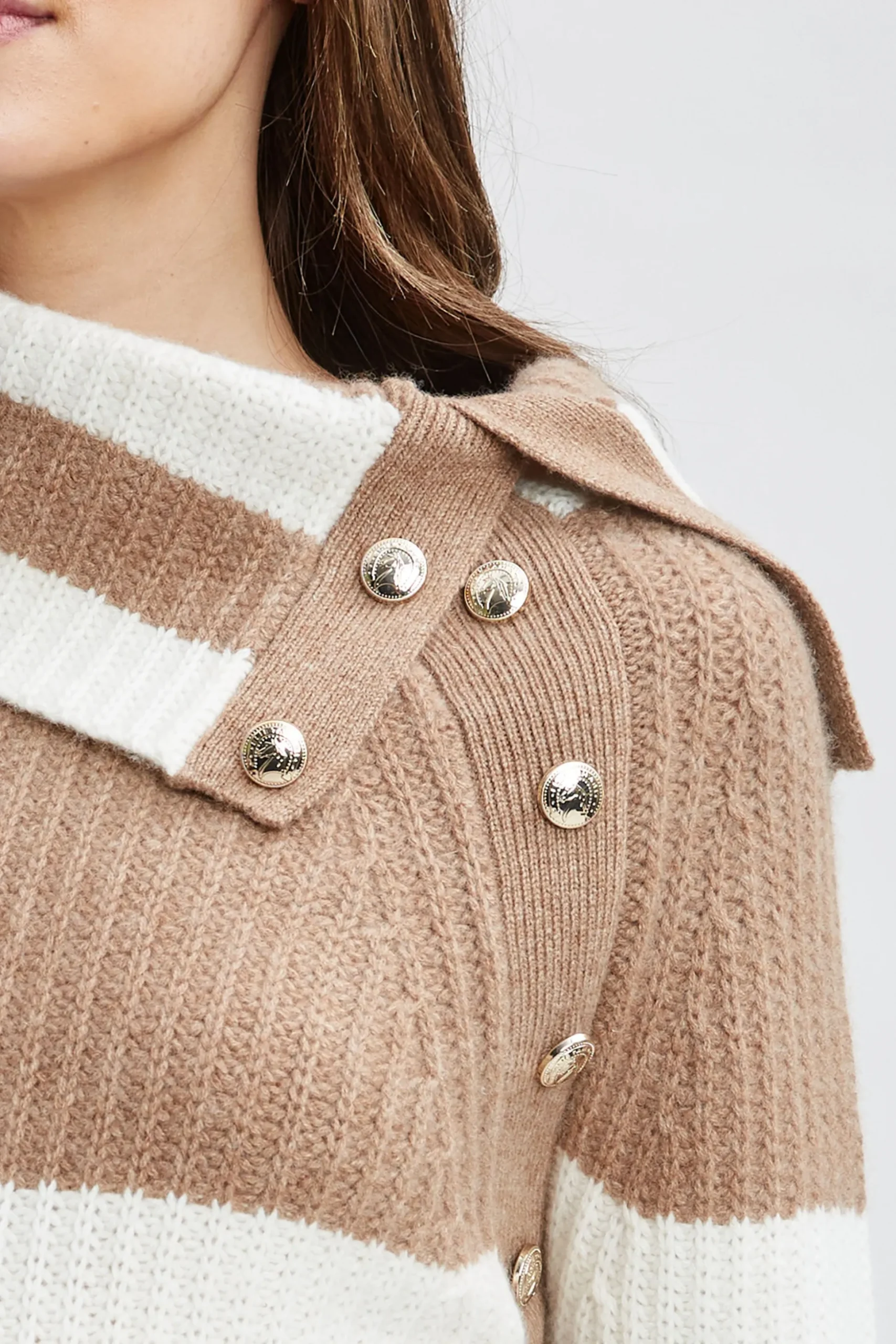 Elie Tahari Tops & Sweaters-Cashmere Stripe Sweater SADDLE/SKYWHITE