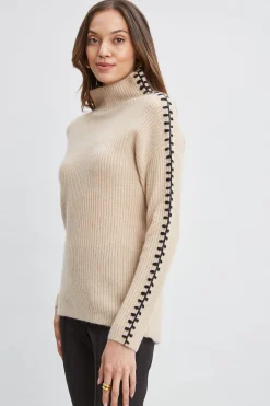 Elie Tahari Tops & Sweaters-Cashmere Whipstitch Sweater LIGHTSADDLE