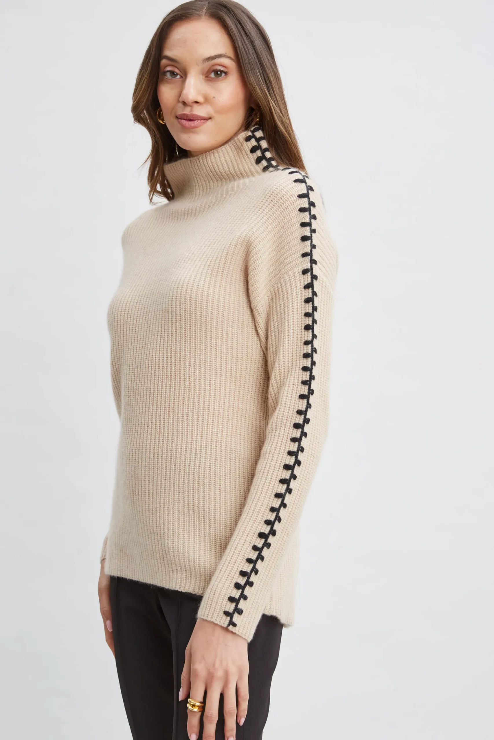 Elie Tahari Tops & Sweaters-Cashmere Whipstitch Sweater LIGHTSADDLE