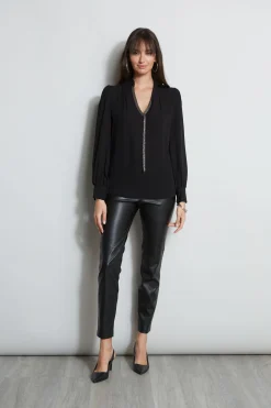 Elie Tahari Tops & Sweaters-Chain Collar Shirt BLACK