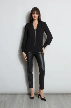 Elie Tahari Tops & Sweaters-Chain Collar Shirt BLACK