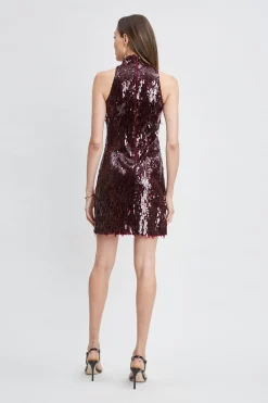 Elie Tahari Dresses & Jumpsuits-Chandelier Sequin Halter Dress SANGRIA