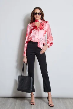 Elie Tahari Tops & Sweaters-Chelsea Floral Tie Neck Shirt WILDSTRAWBERRYMULTI