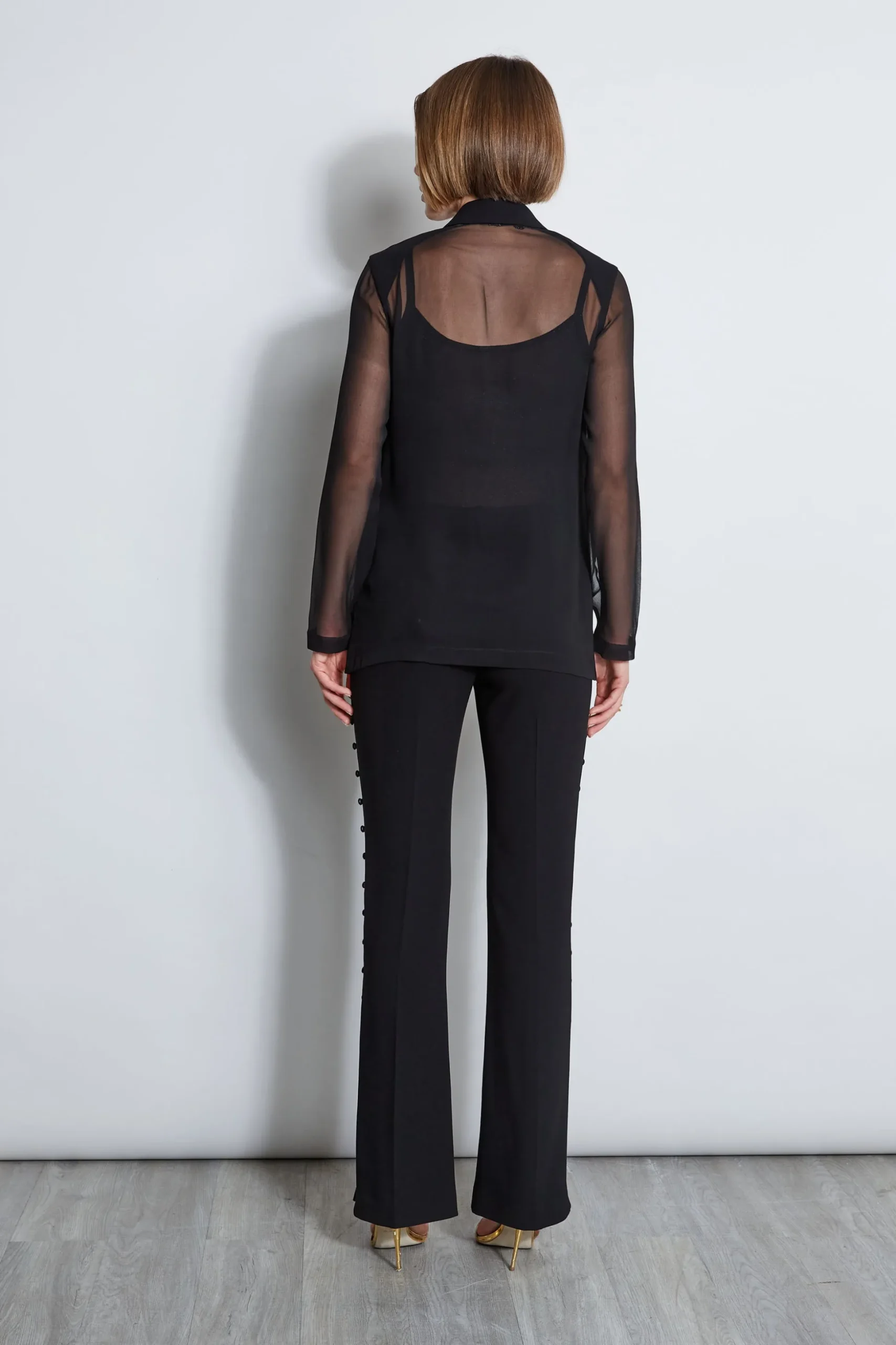 Elie Tahari Jackets & Blazers|Suiting-Chiffon Combo Crepe Blazer BLACK
