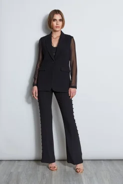 Elie Tahari Jackets & Blazers|Suiting-Chiffon Combo Crepe Blazer BLACK