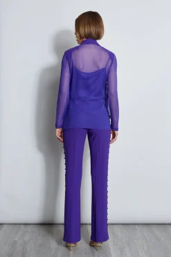 Elie Tahari Jackets & Blazers|Suiting-Chiffon Combo Crepe Blazer GRAPE