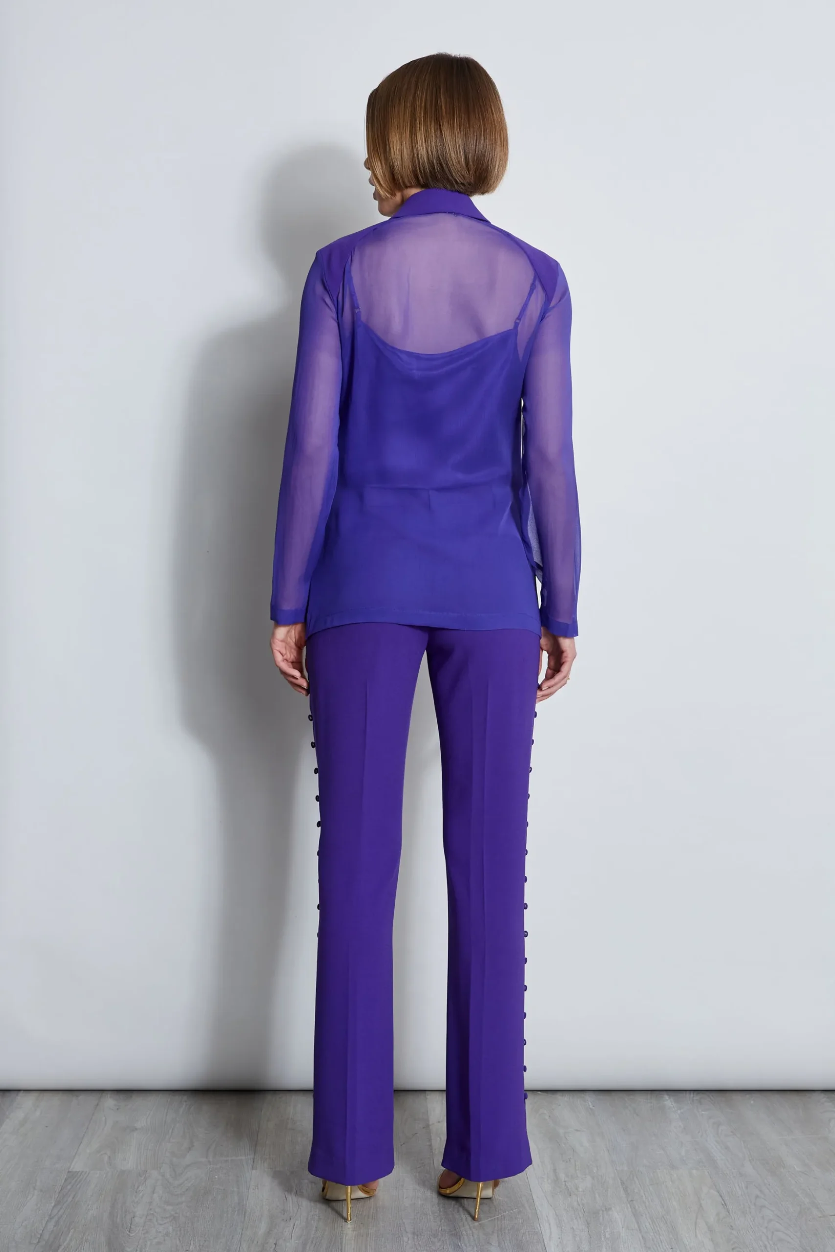 Elie Tahari Jackets & Blazers|Suiting-Chiffon Combo Crepe Blazer GRAPE