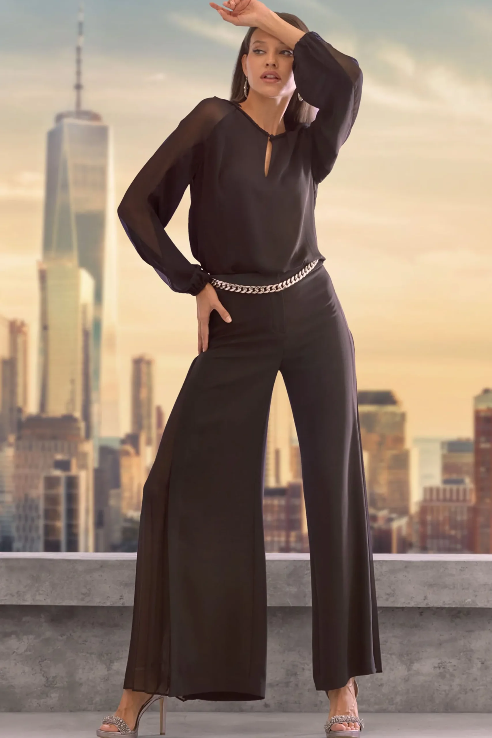Elie Tahari Tops & Sweaters-Chiffon Combo Georgette Shirt BLACK