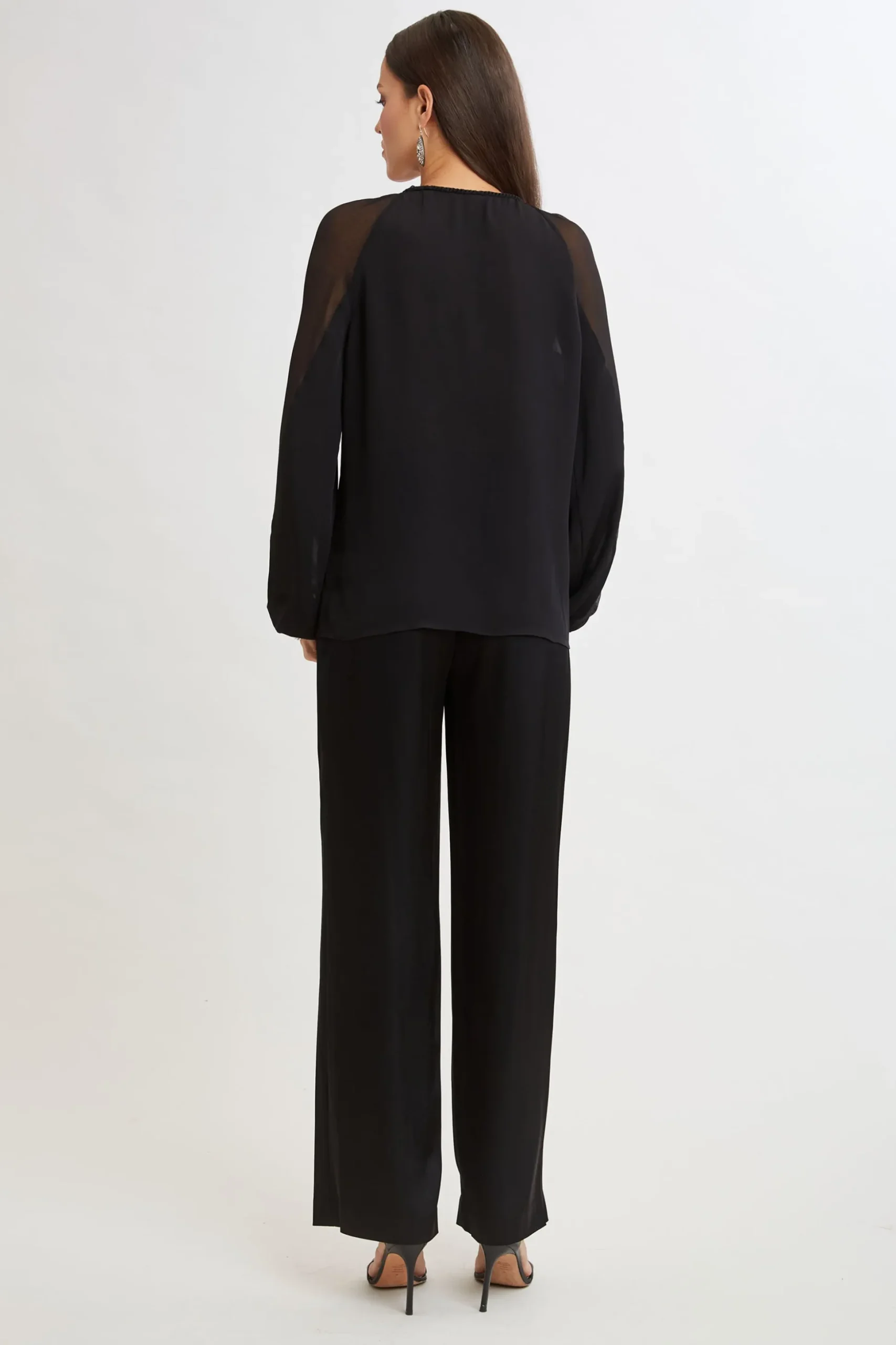 Elie Tahari Tops & Sweaters-Chiffon Combo Georgette Shirt BLACK
