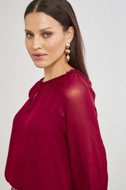 Elie Tahari Tops & Sweaters-Chiffon Combo Georgette Shirt SANGRIA