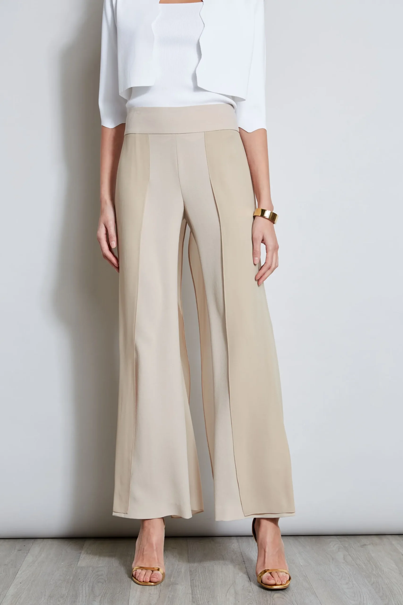 Elie Tahari Bottoms-Chiffon Panel Pant ISLANDSAND