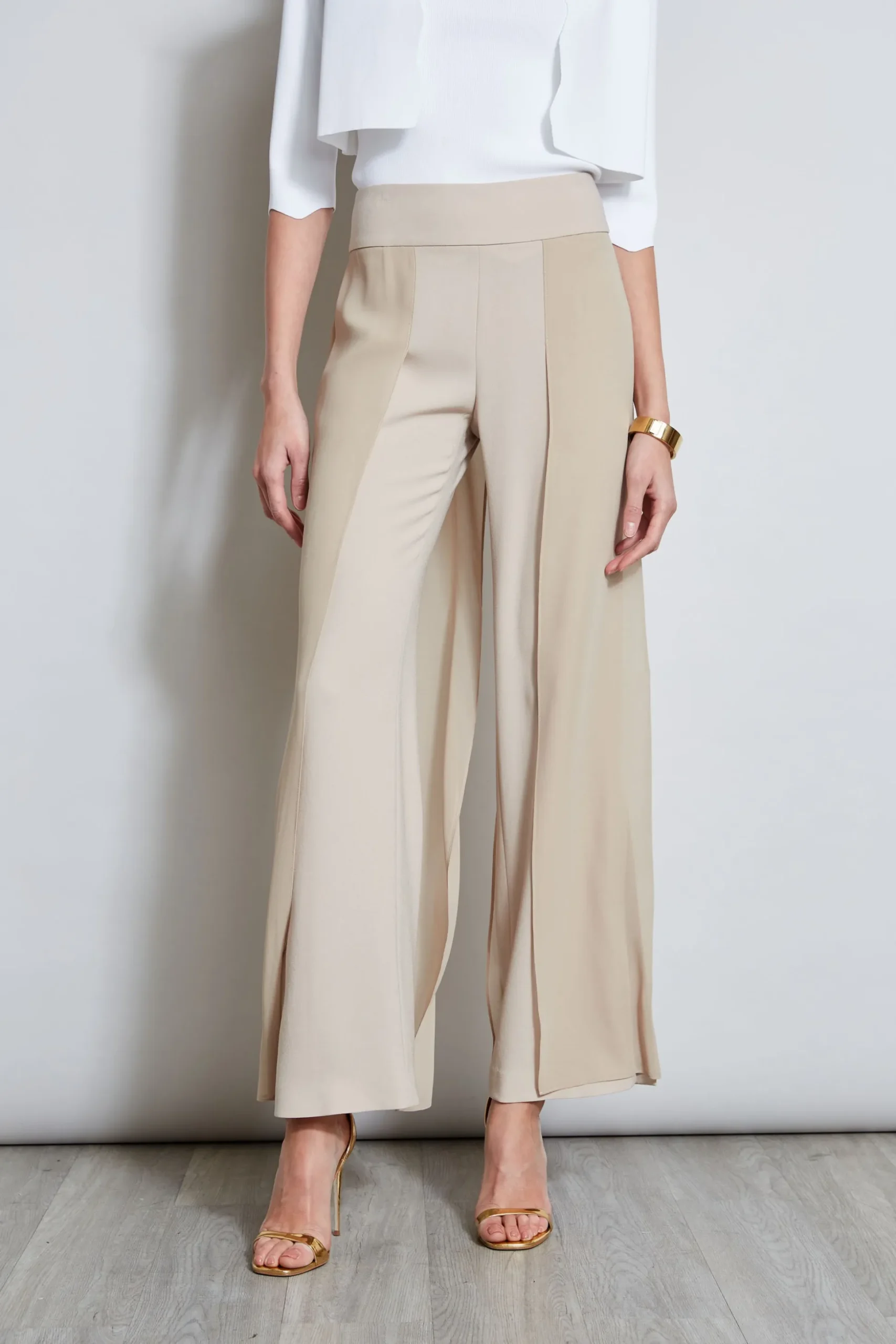 Elie Tahari Bottoms-Chiffon Panel Pant ISLANDSAND