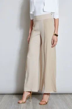 Elie Tahari Bottoms-Chiffon Panel Pant ISLANDSAND