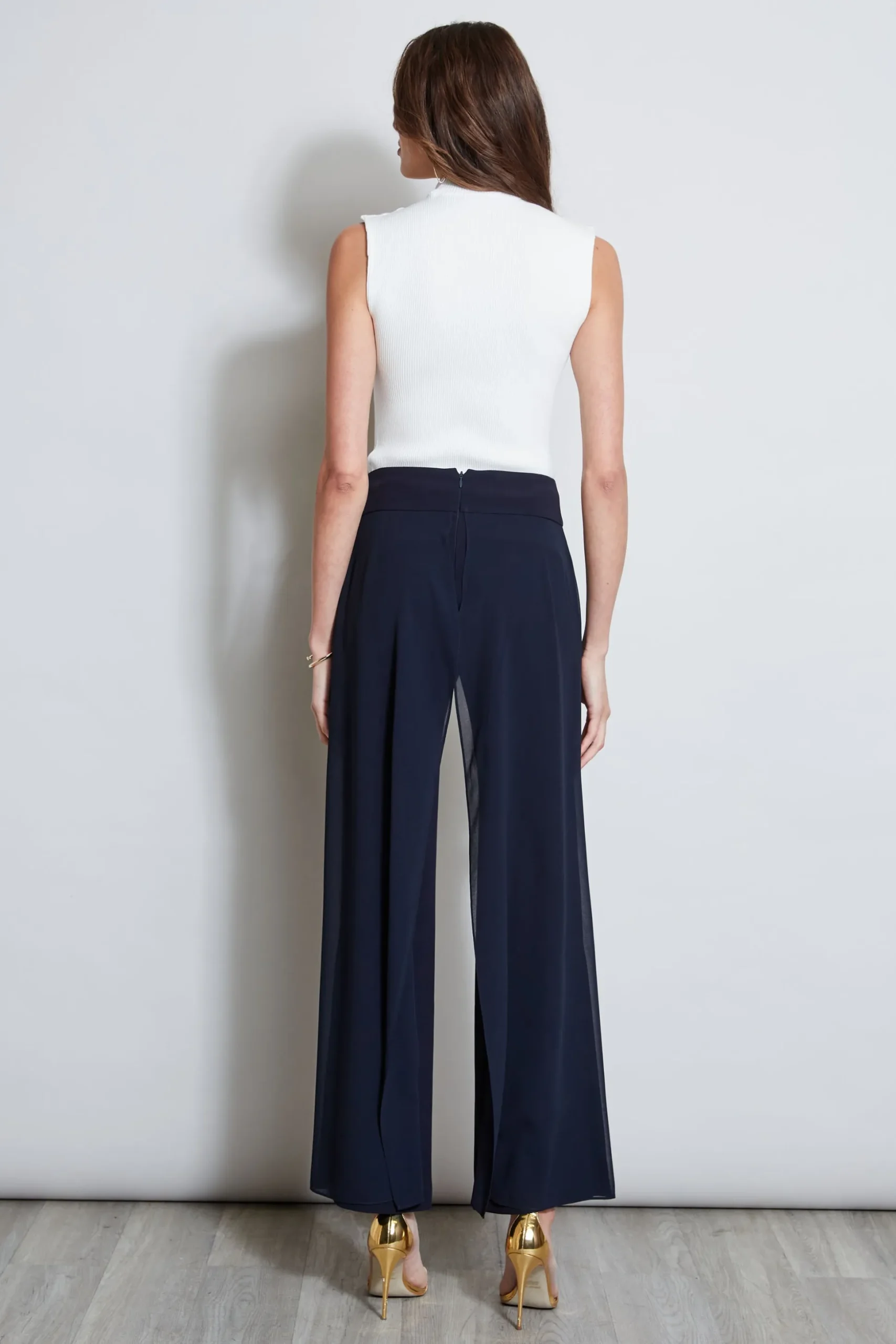 Elie Tahari Bottoms-Chiffon Panel Pant STARGAZER