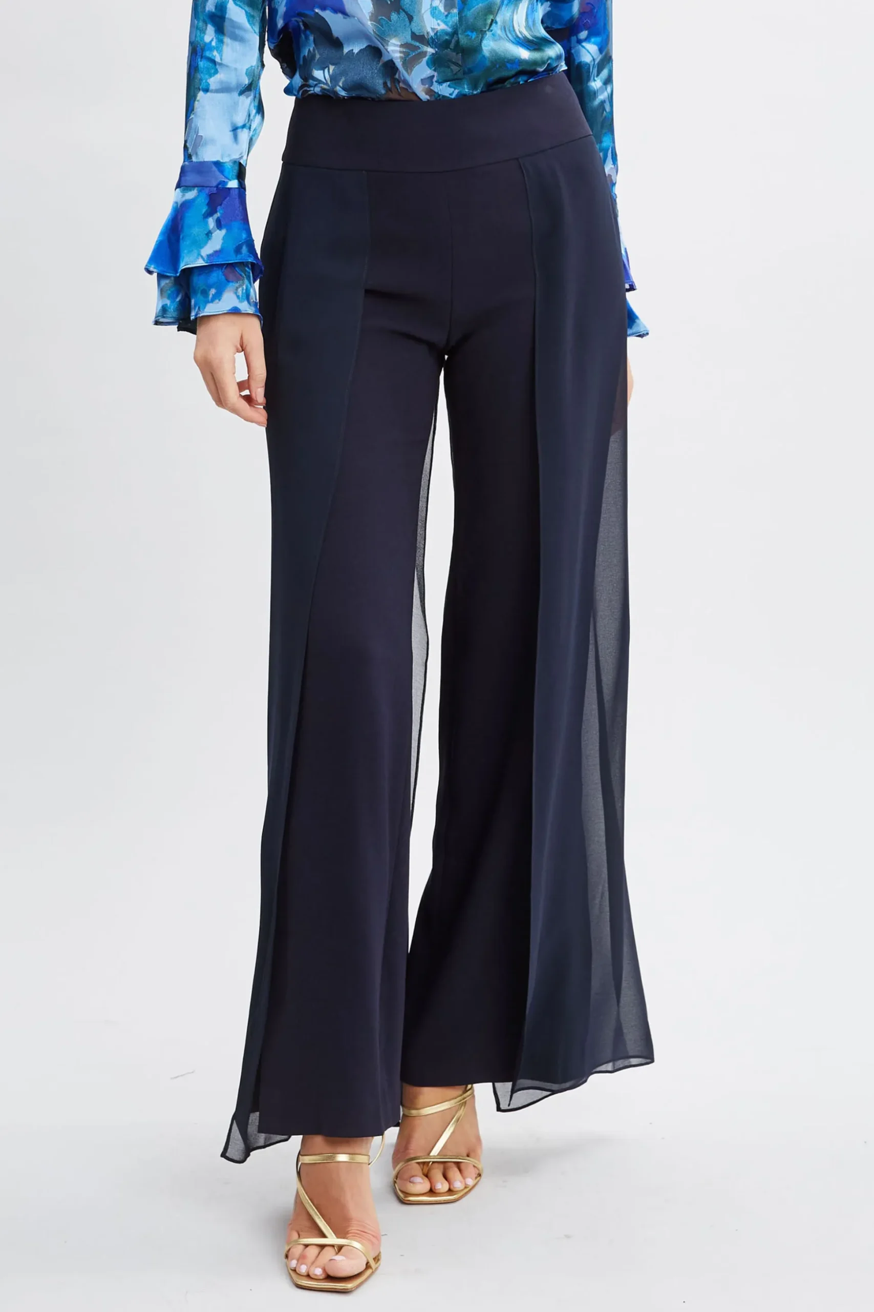 Elie Tahari Bottoms-Chiffon Panel Pant STARGAZER
