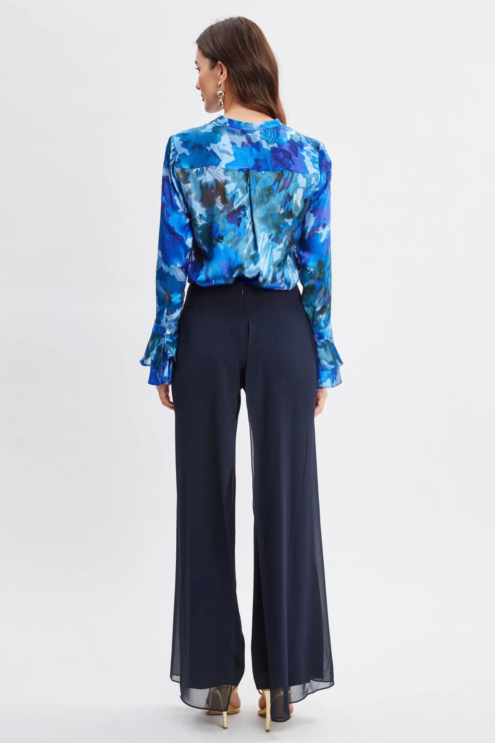Elie Tahari Bottoms-Chiffon Panel Pant STARGAZER