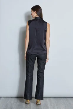 Elie Tahari Tops & Sweaters-Contour Silk Satin Shirt BLACK