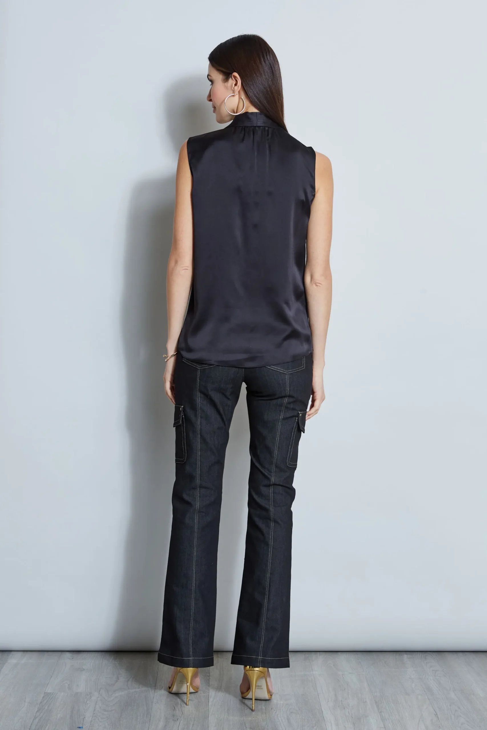Elie Tahari Tops & Sweaters-Contour Silk Satin Shirt BLACK