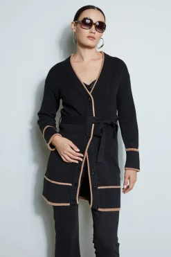 Elie Tahari Tops & Sweaters-Contrast Cardigan NOIR/FOSSIL
