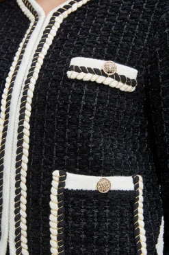 Elie Tahari Tops & Sweaters|Suiting-Contrast Cardigan Sweater Noir/SkyWhite