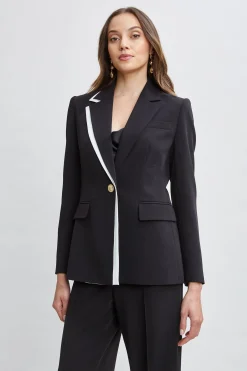 Elie Tahari Jackets & Blazers|Suiting-Contrast Trim Blazer Noir/SkyWhite