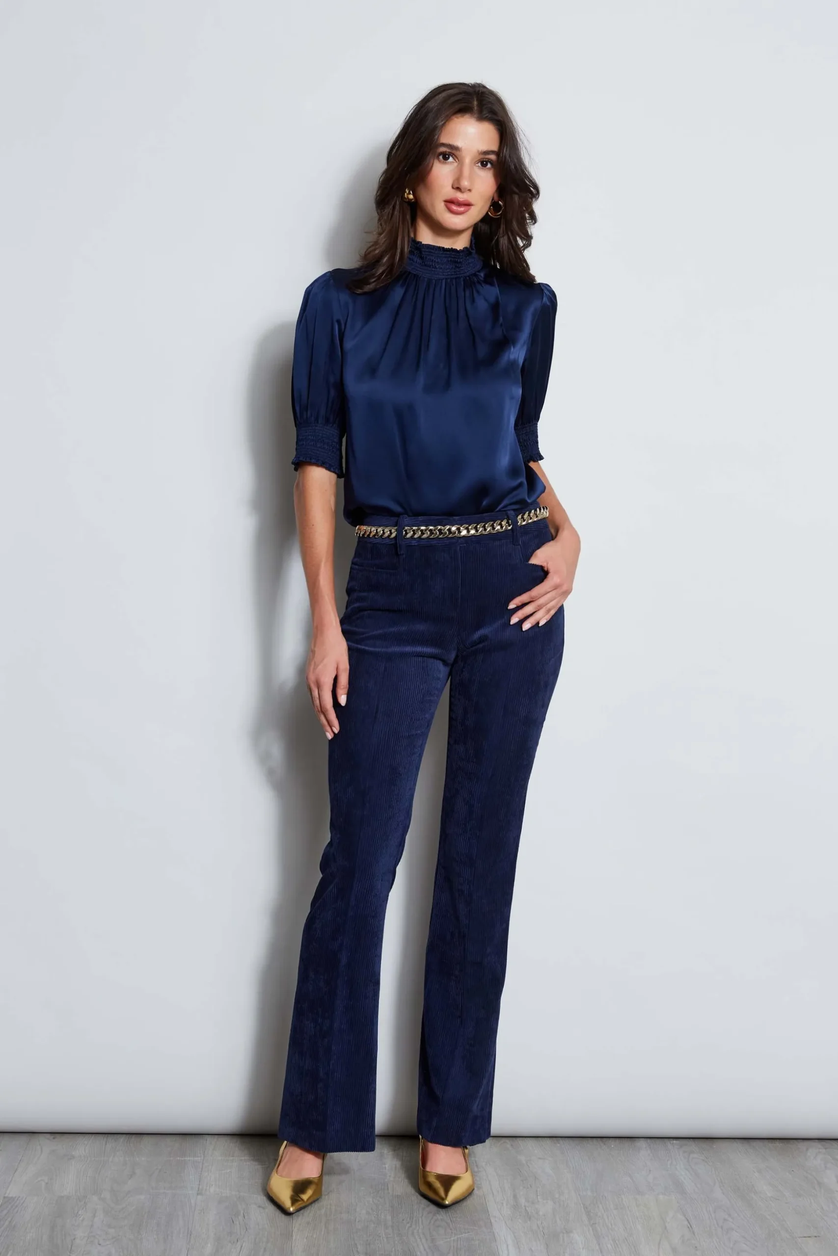 Elie Tahari Bottoms|Suiting-Corduroy Fit & Flare Pant GALAXYNAVY