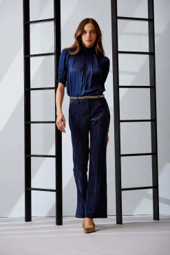 Elie Tahari Bottoms|Suiting-Corduroy Fit & Flare Pant GALAXYNAVY