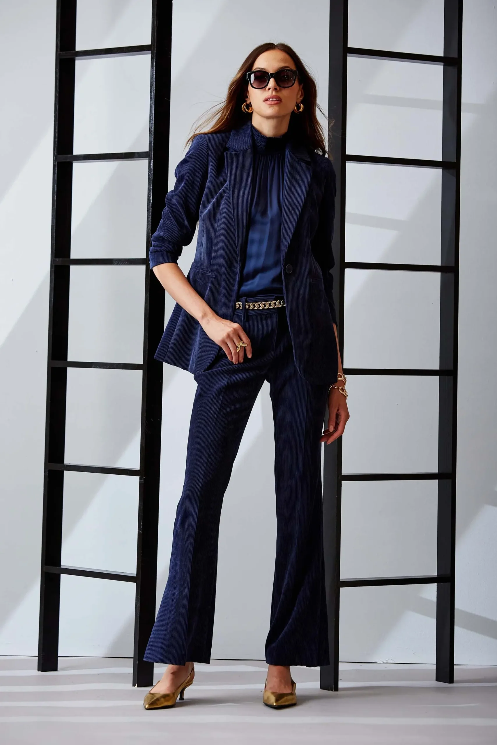 Elie Tahari Jackets & Blazers|Suiting-Corduroy Single Button Blazer GALAXYNAVY