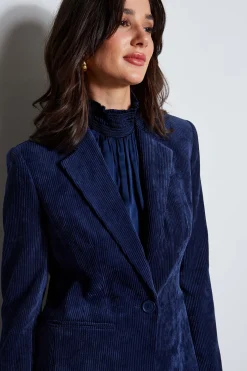 Elie Tahari Jackets & Blazers|Suiting-Corduroy Single Button Blazer GALAXYNAVY