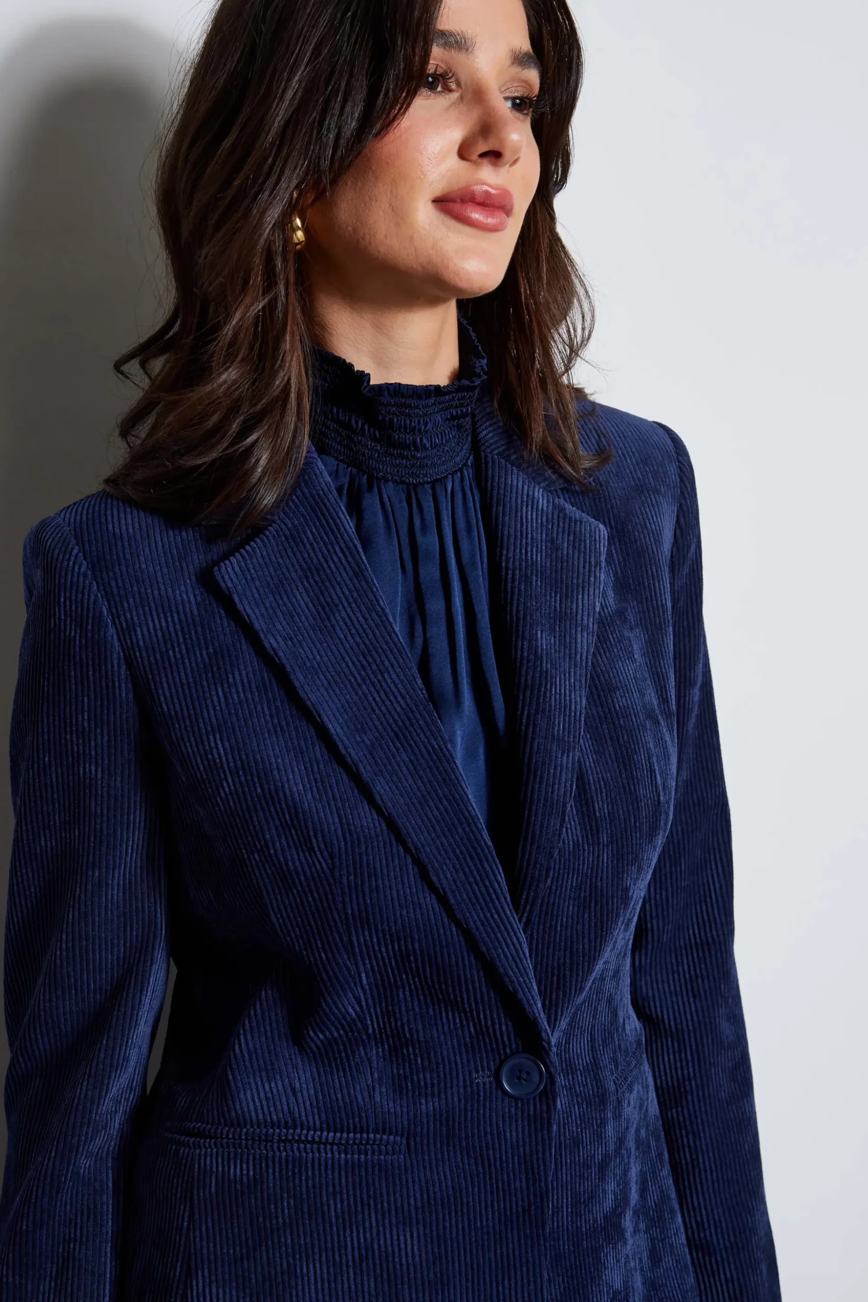 Elie Tahari Jackets & Blazers|Suiting-Corduroy Single Button Blazer GALAXYNAVY