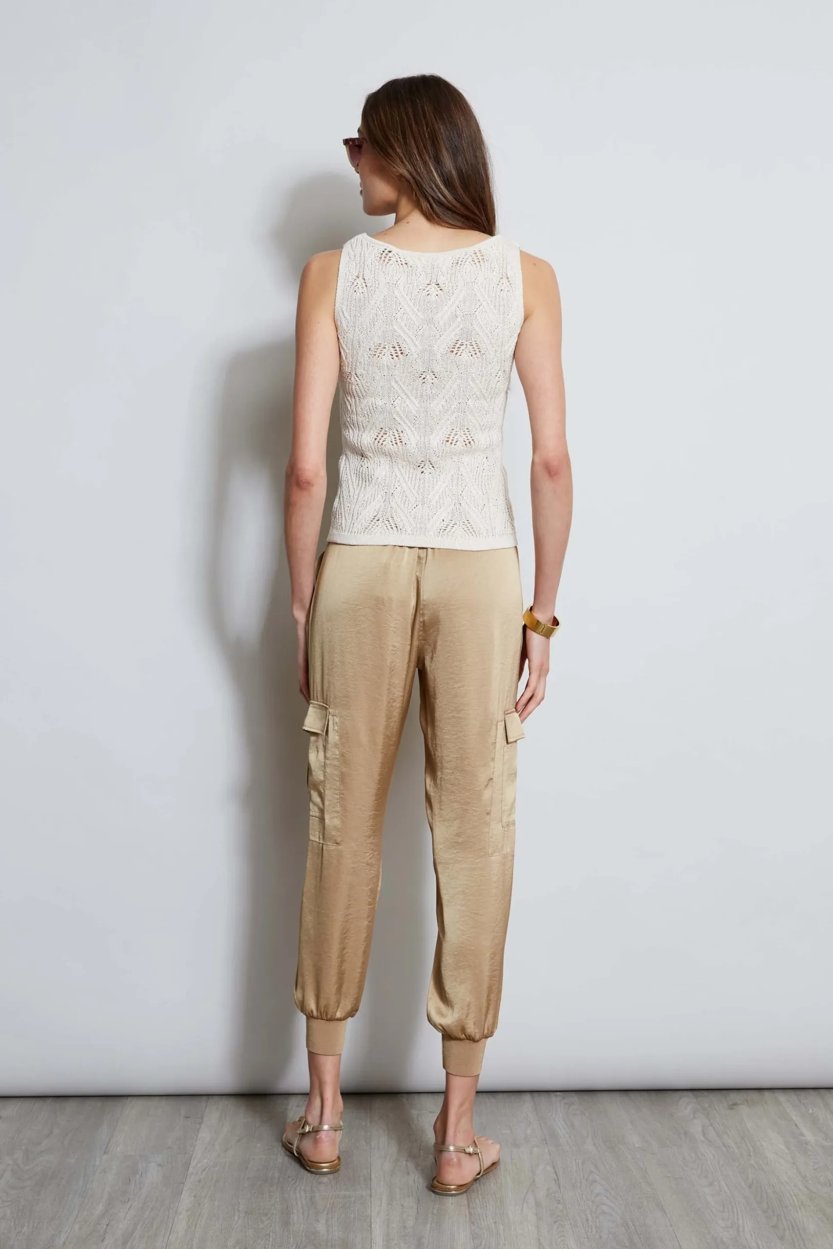 Elie Tahari Tops & Sweaters-Cotton Crochet V-Neck Sweater CREAM