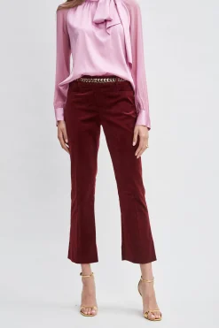 Elie Tahari Bottoms|Suiting-Cotton Velvet Flare Pant SANGRIA